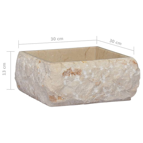 vidaXL Waschbecken Creme 30x30x13 cm Marmor