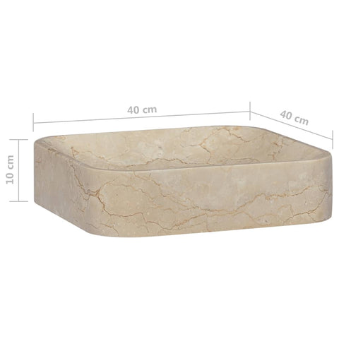 vidaXL Waschbecken Creme 40x40x10 cm Marmor