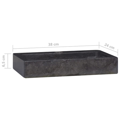 vidaXL Wandwaschbecken Schwarz 38x24x6,5 cm Marmor