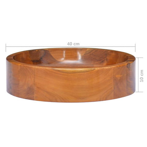 vidaXL Waschbecken Massivholz Teak Φ40x10 cm