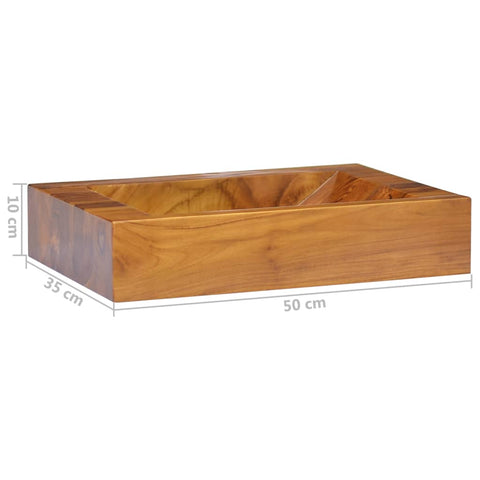 vidaXL Waschbecken Massivholz Teak 50x35x10 cm