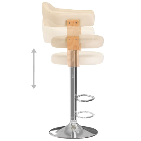 vidaXL Barhocker 2 Stk. Creme Bugholz und Kunstleder