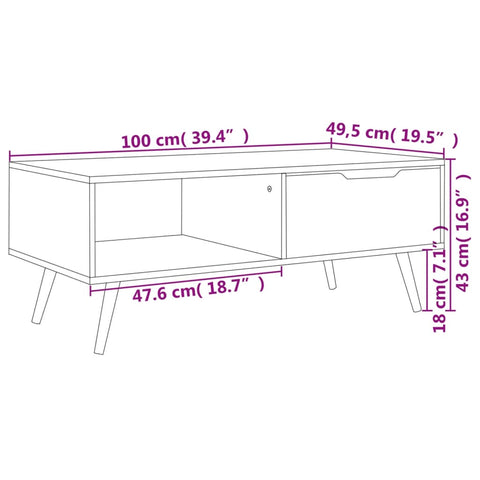 vidaXL Couchtisch Schwarz 100x49,5x43 cm Holzwerkstoff