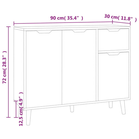 vidaXL Sideboard Weiß 90x30x72 cm Holzwerkstoff