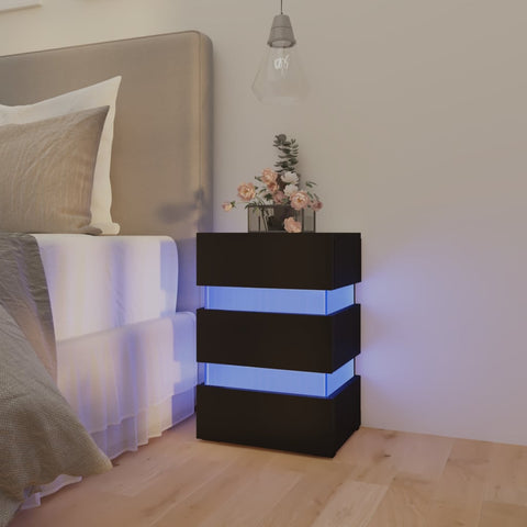 vidaXL LED-Nachttisch Schwarz 45x35x67 cm Holzwerkstoff