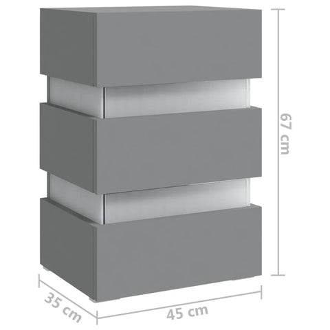 vidaXL LED-Nachttisch Grau 45x35x67 cm Holzwerkstoff