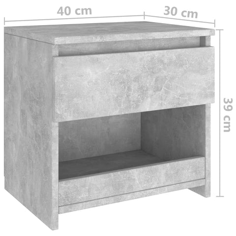 vidaXL Nachttisch Betongrau 40x30x39 cm Holzwerkstoff