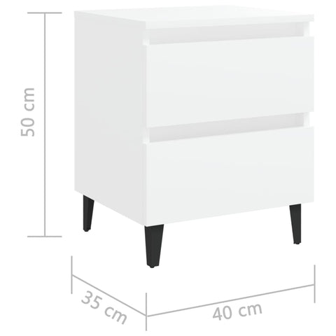 vidaXL Nachttische 2 Stk. Weiß 40x35x50 cm Holzwerkstoff