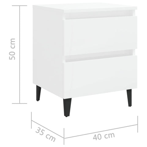 vidaXL Nachttische 2 Stk. Hochglanz-Weiß 40x35x50 cm Holzwerkstoff