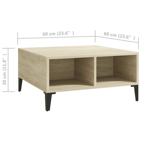 vidaXL Couchtisch Sonoma-Eiche 60x60x30 cm Holzwerkstoff