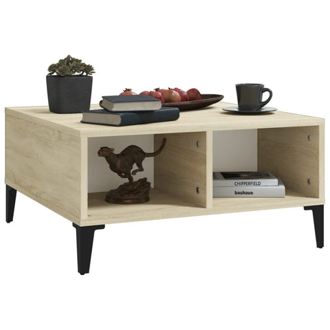 vidaXL Couchtisch Weiß und Sonoma-Eiche 60x60x30 cm Holzwerkstoff