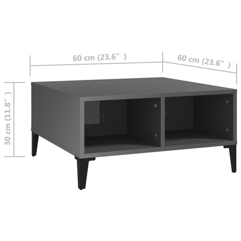 vidaXL Couchtisch Hochglanz-Grau 60x60x30 cm Holzwerkstoff