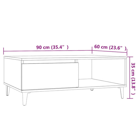 vidaXL Couchtisch Sonoma-Eiche 90x60x35 cm Holzwerkstoff