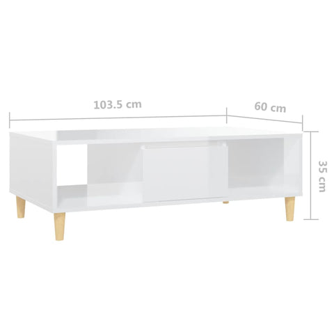 vidaXL Couchtisch Hochglanz-Weiß 103,5x60x35 cm Holzwerkstoff