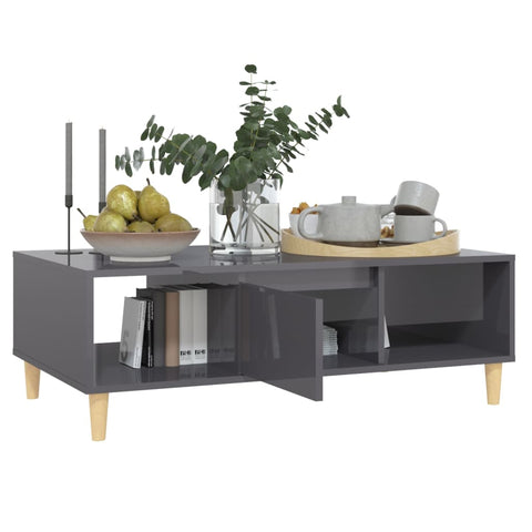 vidaXL Couchtisch Hochglanz-Grau 103,5x60x35 cm Holzwerkstoff