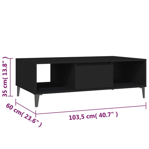 vidaXL Couchtisch Schwarz 103,5x60x35 cm Holzwerkstoff