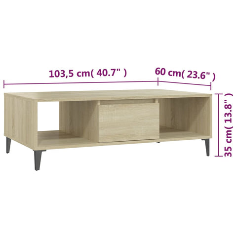 vidaXL Couchtisch Sonoma-Eiche 103,5x60x35 cm Holzwerkstoff