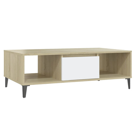 vidaXL Couchtisch Weiß und Sonoma-Eiche 103,5x60x35 cm Holzwerkstoff