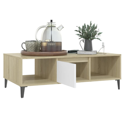 vidaXL Couchtisch Weiß und Sonoma-Eiche 103,5x60x35 cm Holzwerkstoff