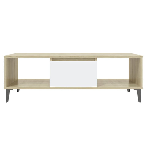 vidaXL Couchtisch Weiß und Sonoma-Eiche 103,5x60x35 cm Holzwerkstoff