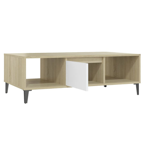 vidaXL Couchtisch Weiß und Sonoma-Eiche 103,5x60x35 cm Holzwerkstoff