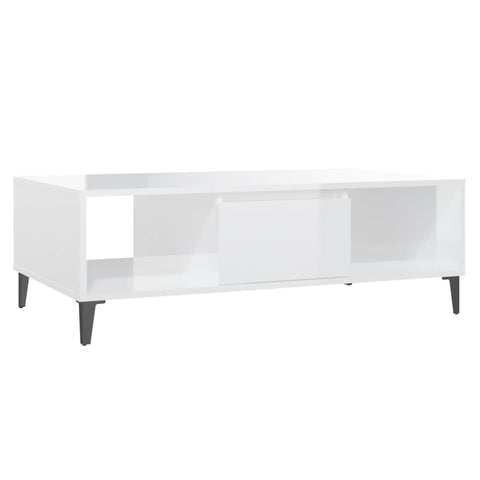 vidaXL Couchtisch Hochglanz-Weiß 103,5x60x35 cm Holzwerkstoff