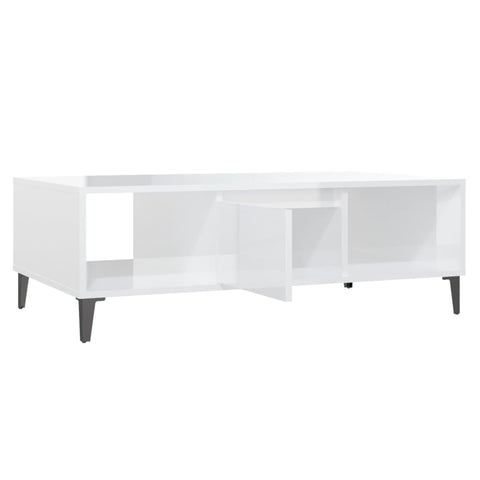 vidaXL Couchtisch Hochglanz-Weiß 103,5x60x35 cm Holzwerkstoff