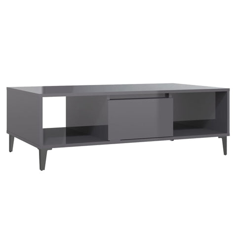 vidaXL Couchtisch Hochglanz-Grau 103,5x60x35 cm Holzwerkstoff