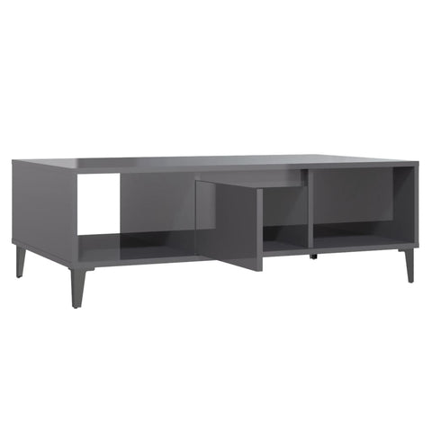 vidaXL Couchtisch Hochglanz-Grau 103,5x60x35 cm Holzwerkstoff