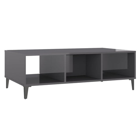 vidaXL Couchtisch Hochglanz-Grau 103,5x60x35 cm Holzwerkstoff