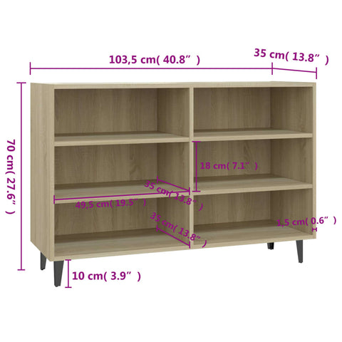 vidaXL Sideboard Sonoma-Eiche 103,5x35x70 cm Holzwerkstoff