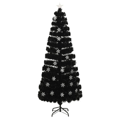 Weihnachtsbaum mit LED-Schneeflocken Schwarz 240 cm Fiberoptik