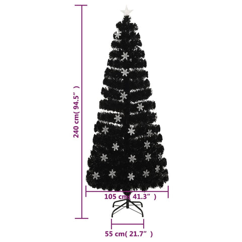 Weihnachtsbaum mit LED-Schneeflocken Schwarz 240 cm Fiberoptik