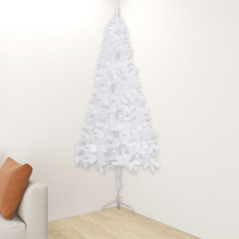 Künstlicher Eck-Weihnachtsbaum Weiß 150 cm PVC