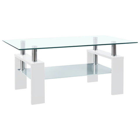 vidaXL Couchtisch Weiß Transparent 95x55x40 cm Hartglas