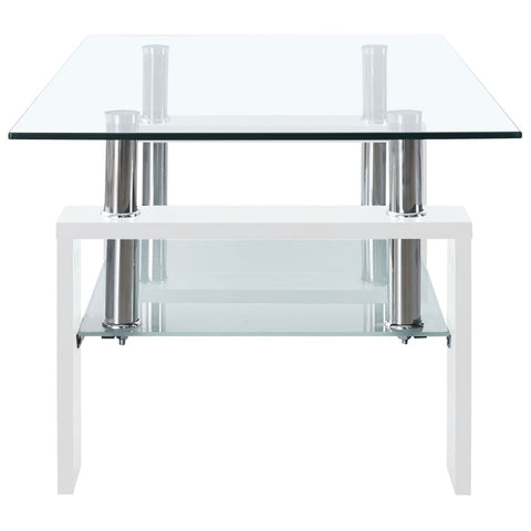 vidaXL Couchtisch Weiß Transparent 95x55x40 cm Hartglas