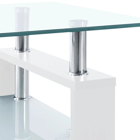 vidaXL Couchtisch Weiß Transparent 95x55x40 cm Hartglas