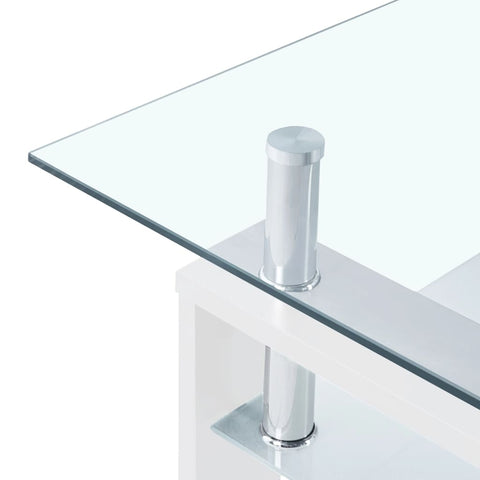 vidaXL Couchtisch Weiß Transparent 95x55x40 cm Hartglas