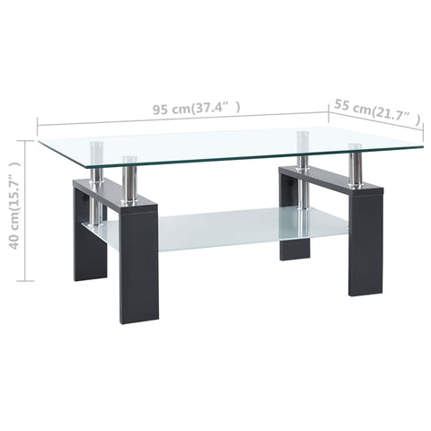 vidaXL Couchtisch Grau Transparent 95x55x40 cm Hartglas