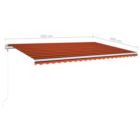 Automatische Markise mit LED Windsensor 500x300 cm Orange/Braun