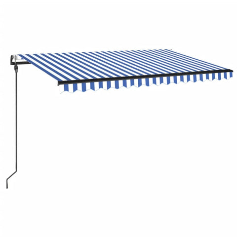 Automatische Markise mit LED Windsensor 400x300 cm Blau Weiß