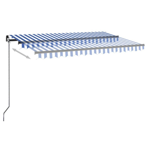 Automatische Markise mit LED Windsensor 400x300 cm Blau Weiß