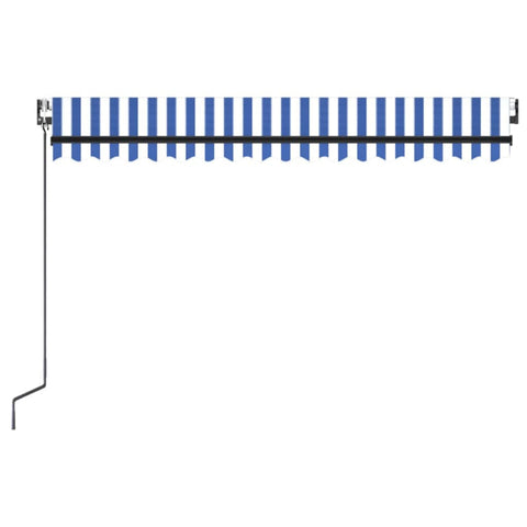 Automatische Markise mit LED Windsensor 400x300 cm Blau Weiß