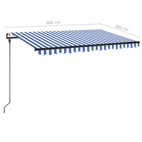 Automatische Markise mit LED Windsensor 400x300 cm Blau Weiß