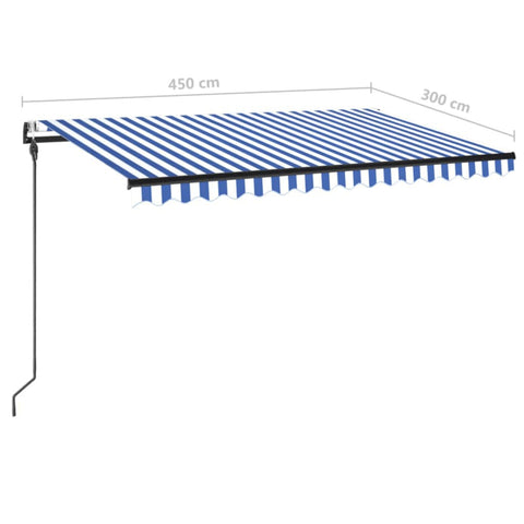 Automatische Markise mit LED Windsensor 450x300cm Blau und Weiß