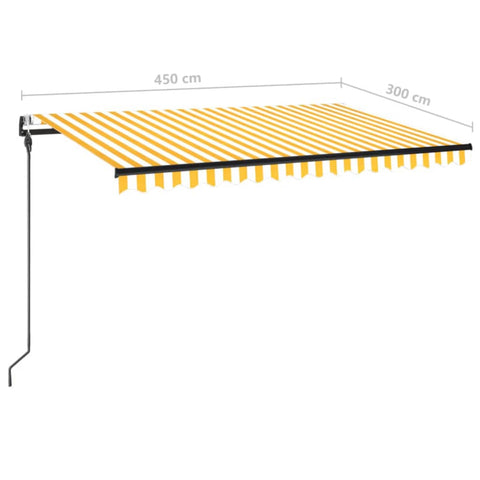 Automatische Markise mit LED & Windsensor 450x300 cm Gelb/Weiß