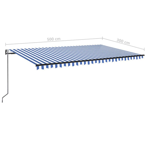 Automatische Markise mit LED & Windsensor 500x300 Blau und Weiß