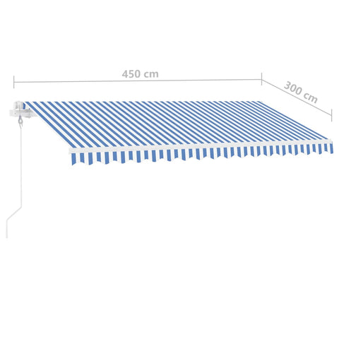 Automatische Markise mit LED Windsensor 450x300cm Blau und Weiß