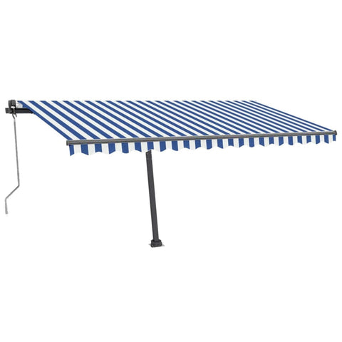 Automatische Markise mit LED Windsensor 400x300 cm Blau Weiß