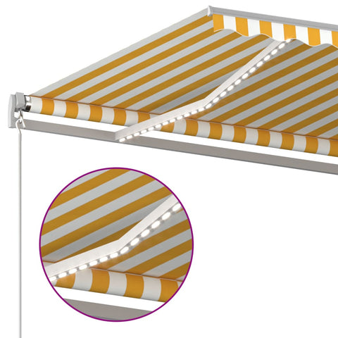 Automatische Markise mit LED & Windsensor 4,5x3 m Gelb und Weiß